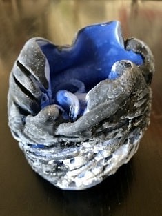De la série « Céramiques bleues », grès émaillé, 9x9x9, Paris 2020
