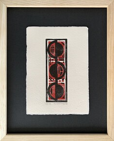 Linogravure Pile ou Face - Épreuves d’artiste en 4 exemplaires format 20 x 10 cm - Encadrée sous verre 24 x 30 cm