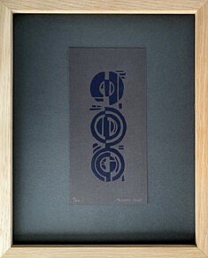 Linogravure Black and Blue Moon - Épreuves d’artiste en 10 exemplaires format 20 x 10 cm - Encadrée sous verre 24 x 30 cm