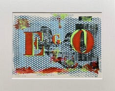 EGO -Techniques mixtes : Acrylique - Gravure lino - Encre taille douce - Papier : Canson - Encadrée sous verre 21 x 29.7 cm
