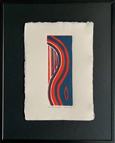 Linogravure Red or Blue ways - Épreuves d’artiste en 5 exemplaires format 20 x 10 cm - Encadrée sous verre 24 x 30 cm