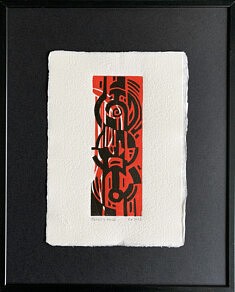 Linogravure Red Right Hand - Épreuves d’artiste en 5 exemplaires format 20 x 10 cm - Encadrée sous verre 24 x 30 cm