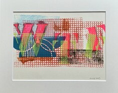 WTF -Techniques mixtes : Acrylique - Gravure lino - Encre taille douce - Papier : Canson - Encadrée sous verre 21 x 29.7 cm