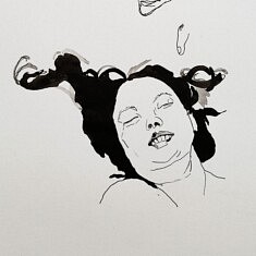 Indulging Myself (encre de Chine sur papier, 20 x 20 cm, 2020)