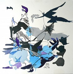 Les Oiseaux 3 - techniques diverses sur papier (40 x 40 cm)