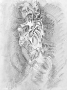 Nu, dessin sans titre, crayon sur papier Arches, 24 x 32 cm, 2023