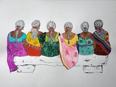 Femmes au Tamil Nadu, India 2023 - 28x21 - Aquarelle